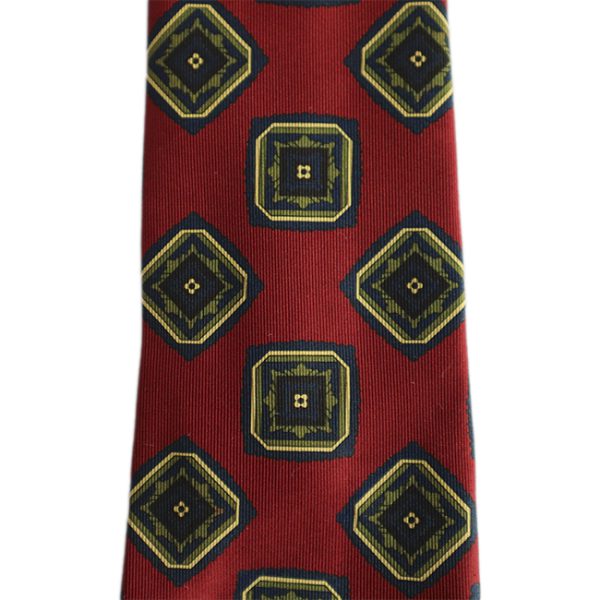 Red Squares Printed Handrolled Silk Tie - Image 3