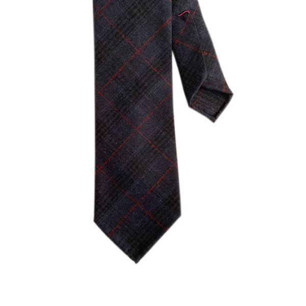 Hand rolled Wool Check Tie