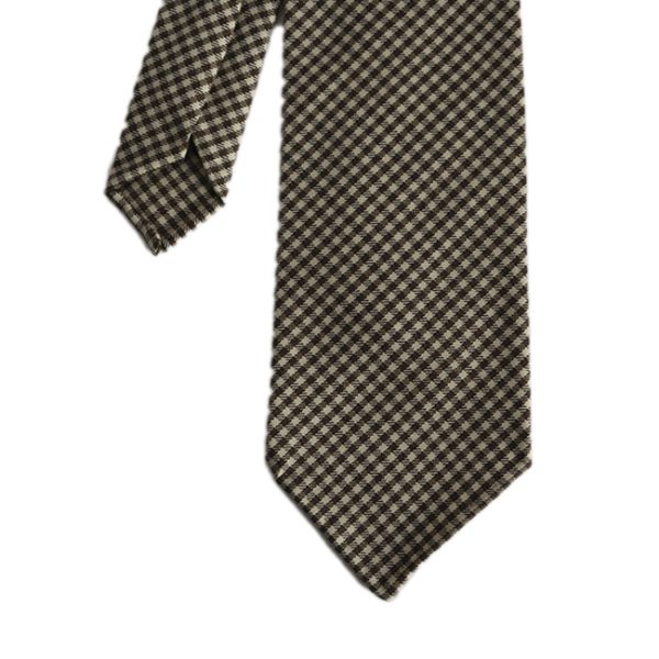 Brown Checked Wool Handrolled Tie