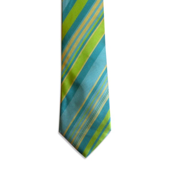 Green Striped Shantung Tie