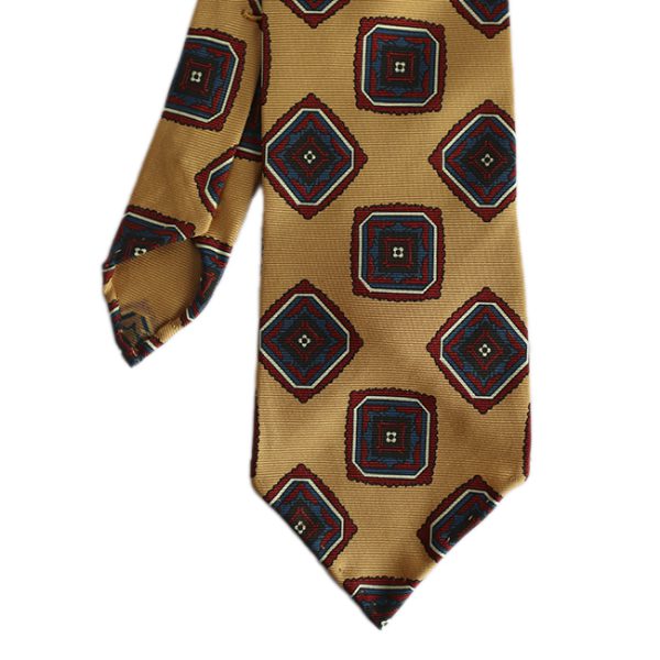 Yellow Squares Printed Silk Handrolled Tie