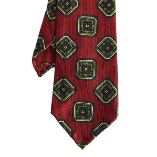 Red Squares Printed Handrolled Silk Tie