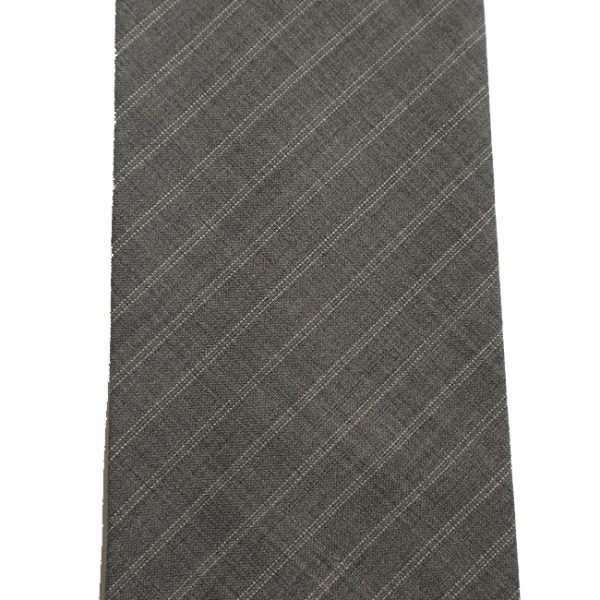 White Stripe Grey Wool Hand-rolled Tie - Image 3