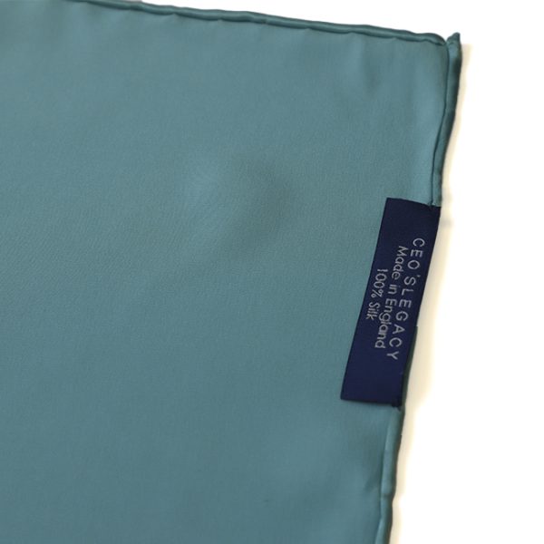 Hand rolled Turquoise Silk Pocket Square - Image 3