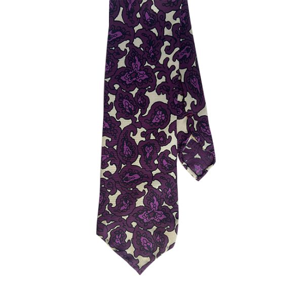 Hand rolled purple Printed Silk Tie