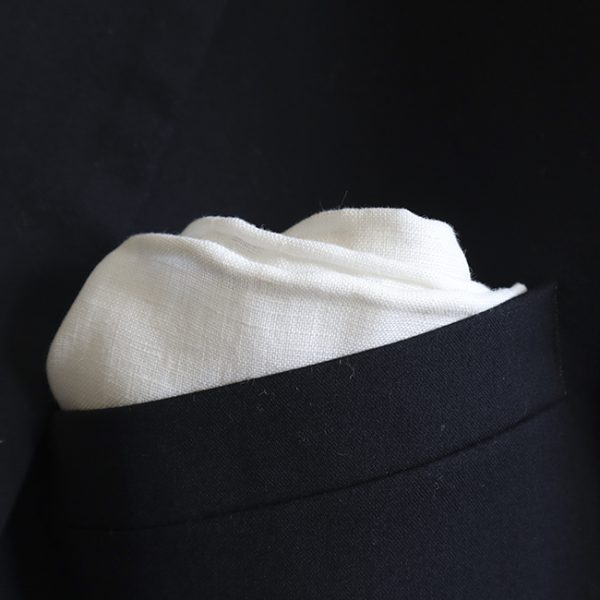 Hand rolled White Pocket Square