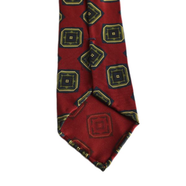 Red Squares Printed Handrolled Silk Tie - Image 2