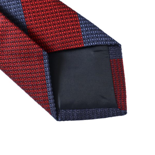 Burgundy & Navy Silk Regimental Tie - Image 2