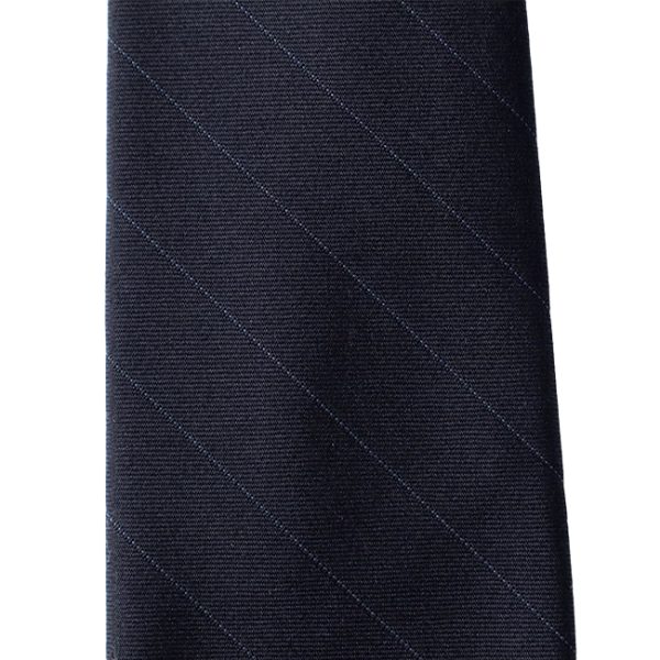 Pinstripe Navy Handrolled 130’s Wool Tie - Image 3