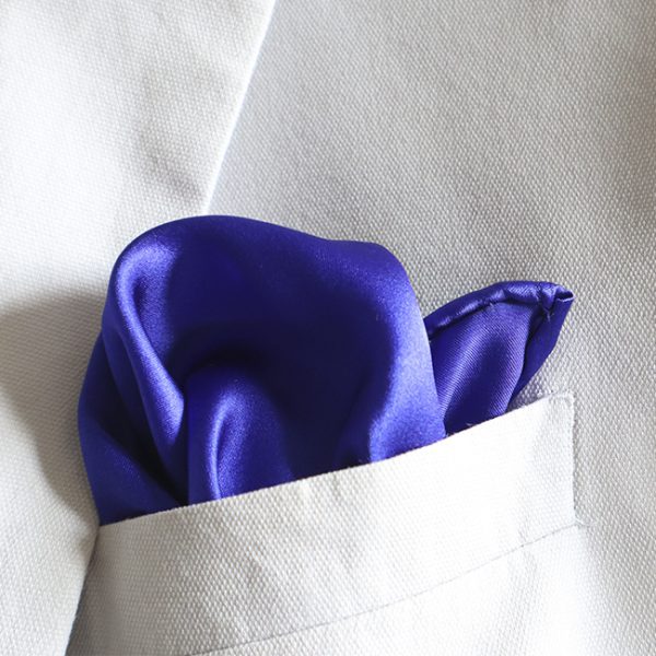 Blue Plain Silk Pocket Square