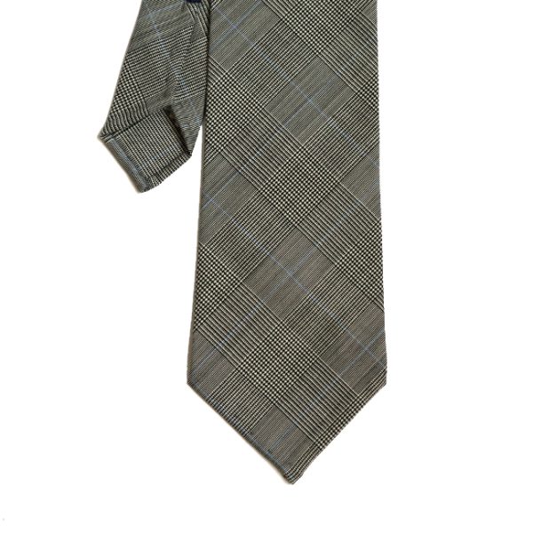 Grey Check Hand-rolled Wool Tie