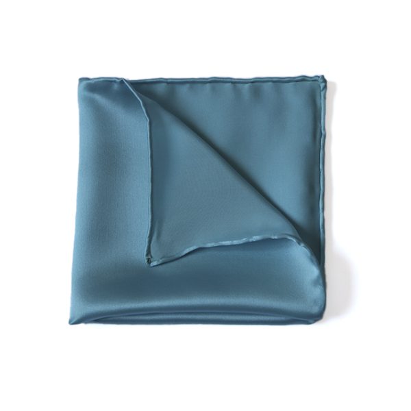 Hand rolled Turquoise Silk Pocket Square - Image 2