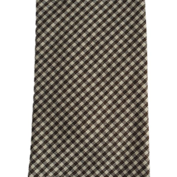 Brown Checked Wool Handrolled Tie - Image 3