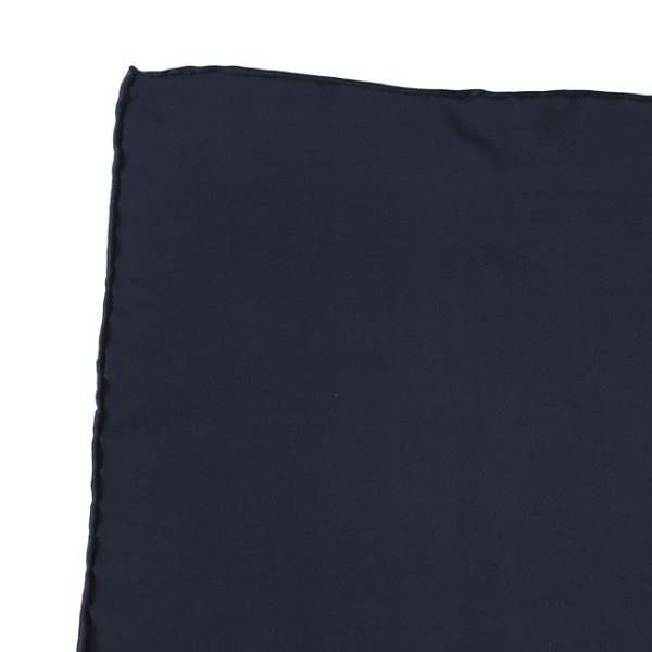 Hand rolled Navy Silk Pocket Square - Image 3