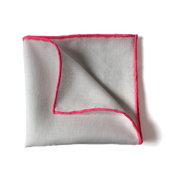 White Linen Pocket Square Hand-rolled - Image 2