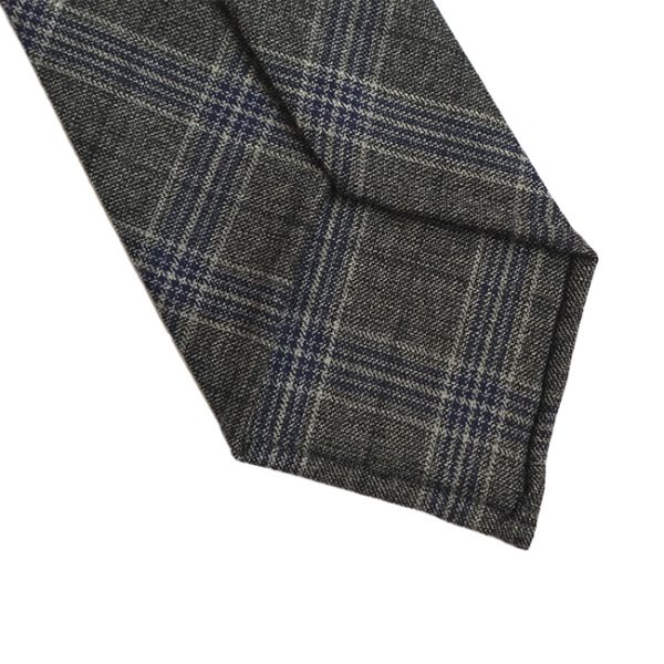 Grey Check Hand-rolled Wool Tie - Image 2