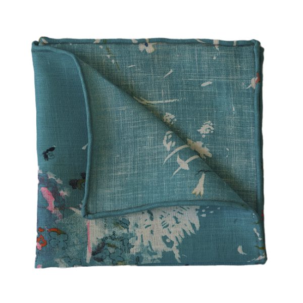 Hand rolled Printed Linen Pocket Square - Image 2