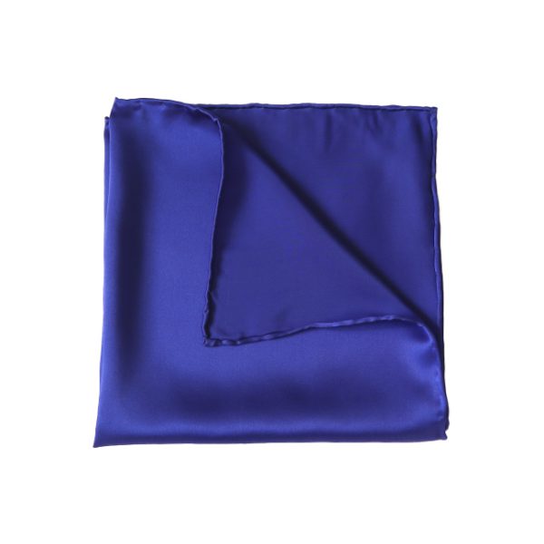 Blue Plain Silk Pocket Square - Image 2