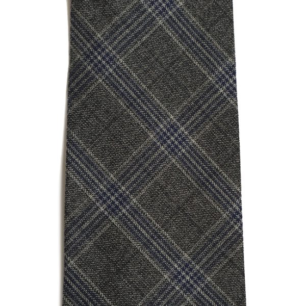 Grey Check Hand-rolled Wool Tie - Image 3