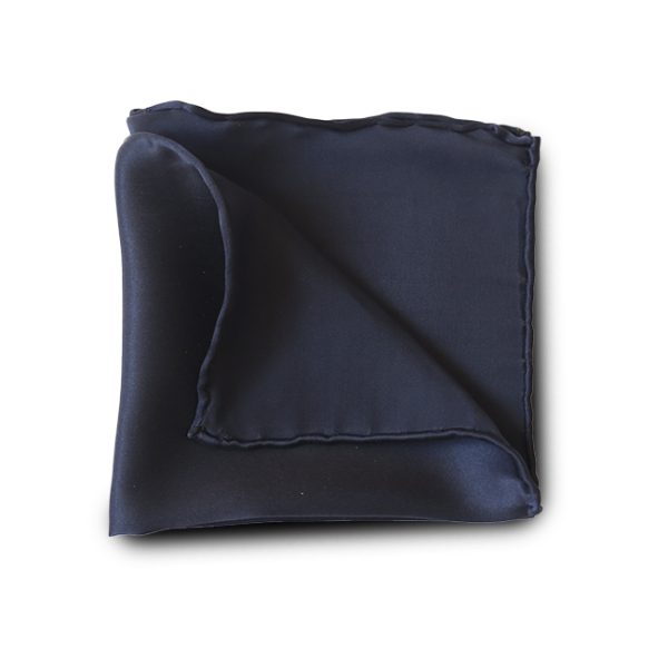 Hand rolled Navy Silk Pocket Square - Image 2