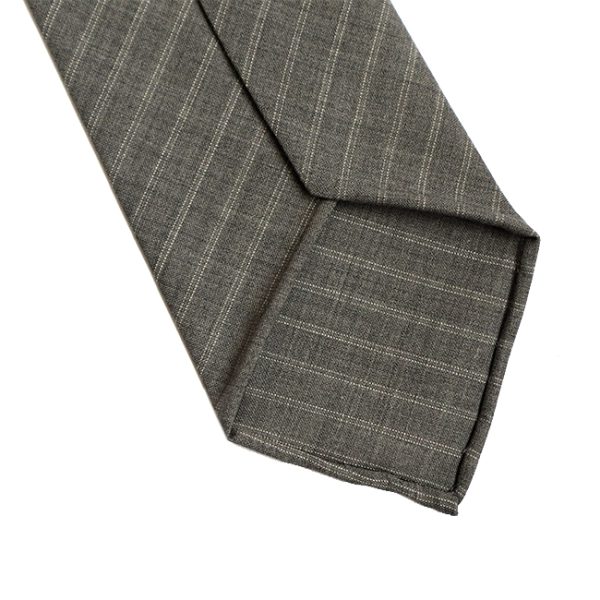 White Stripe Grey Wool Hand-rolled Tie - Image 2