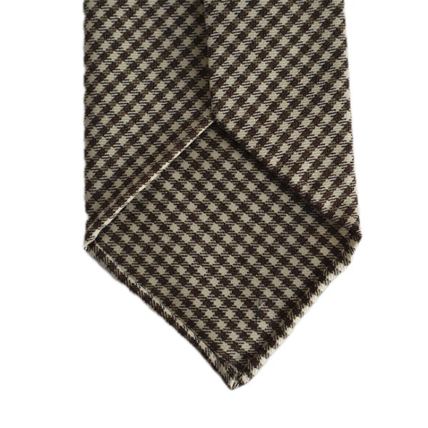 Brown Checked Wool Handrolled Tie - Image 2