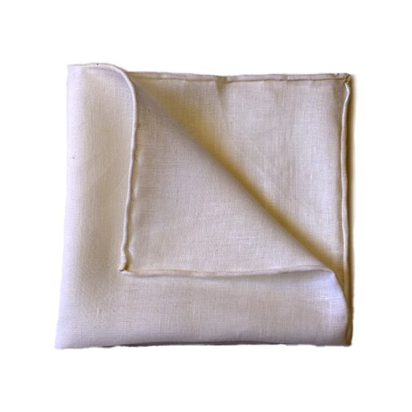 Hand rolled White Pocket Square - Image 2