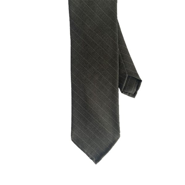 Hand rolled Grey Striped Wool Tie