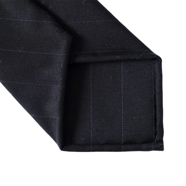 Pinstripe Navy Handrolled 130’s Wool Tie - Image 2