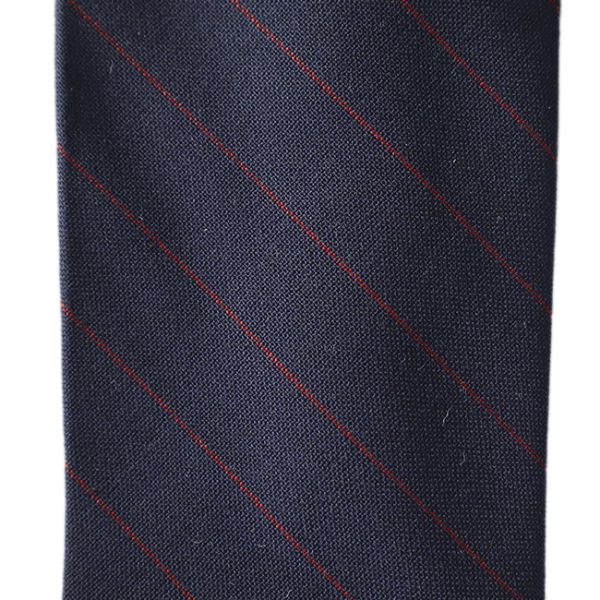 Navy Handrolled Wool Stripe Tie - Image 3