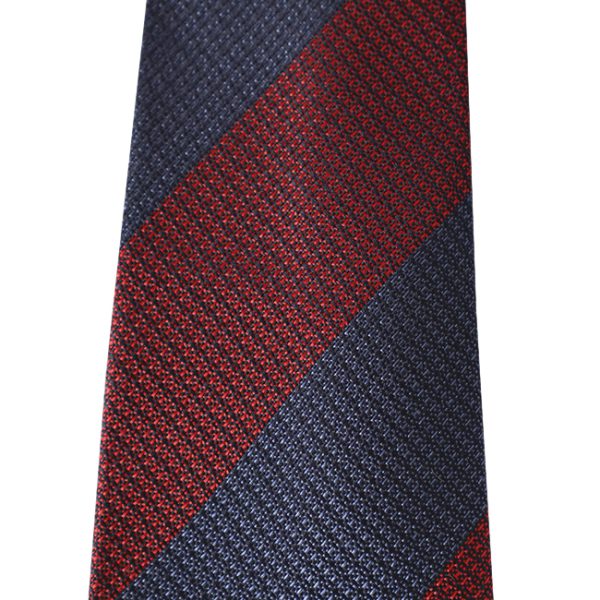 Burgundy & Navy Silk Regimental Tie - Image 3