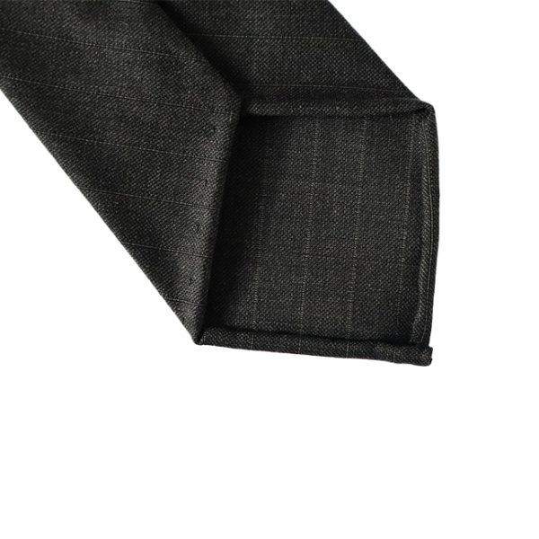 Grey Pinstripe Handrolled 160’s Wool Tie - Image 2