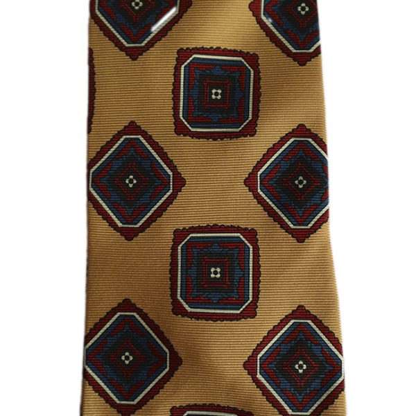 Yellow Squares Printed Silk Handrolled Tie - Image 3