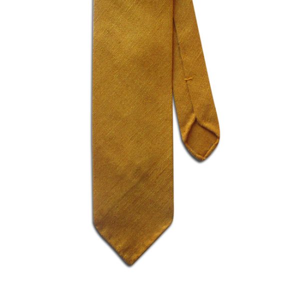 Handrolled Yellow Woven Silk Tie