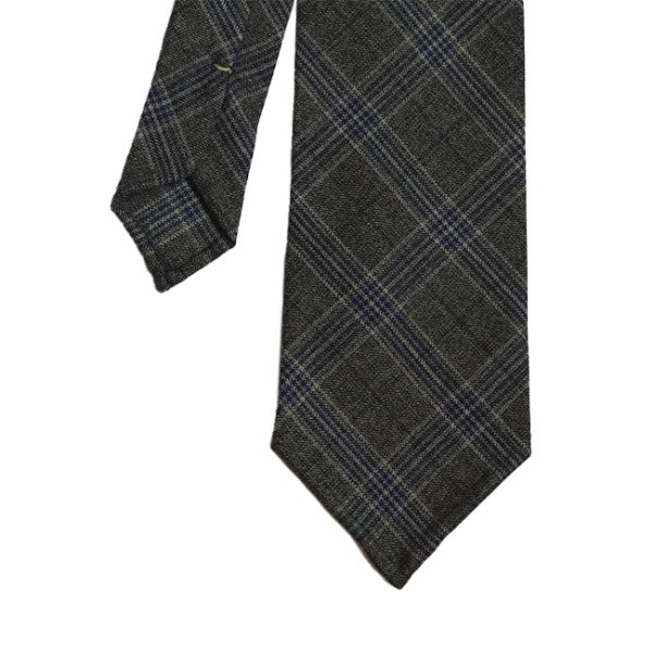 Grey Check Hand-rolled Wool Tie