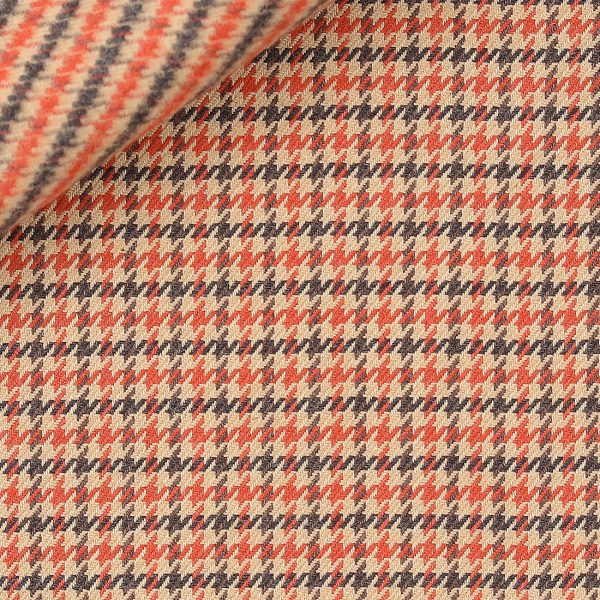 Orange Multi check Twill Fabric