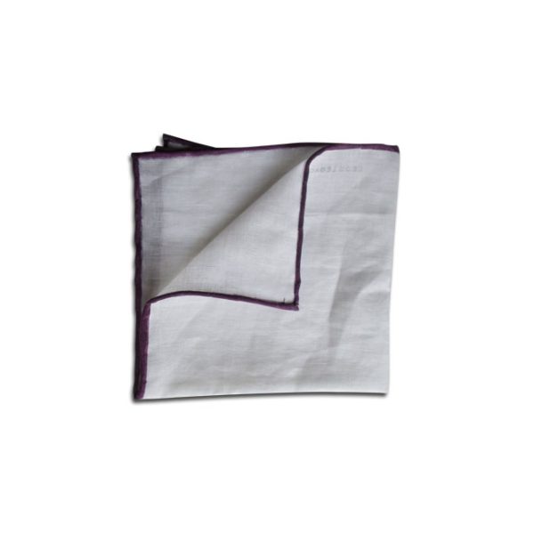 Linen Pocket square Grape Borders